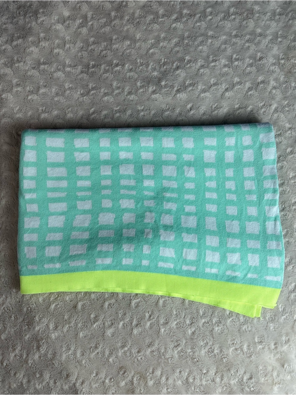Oh Joy! Sweater Knit Baby Blanket Grid Square White Neon Yellow Light Mint Green